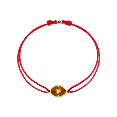 Gemstone Eye with Gold Center on Red Cord Bracelet