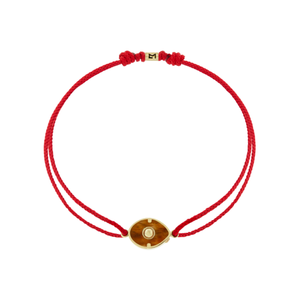 Gemstone Eye with Gold Center on Red Cord Bracelet