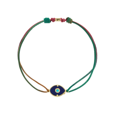 Lapis Eye with Turquoise Center on Cord Bracelet