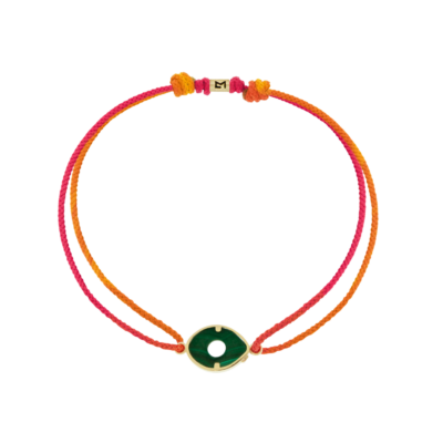 Malachite Eye on Rainbow Cord Bracelet