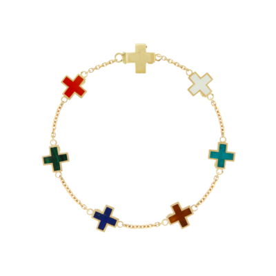 Multi Gemstone Cross Chain Bracelet