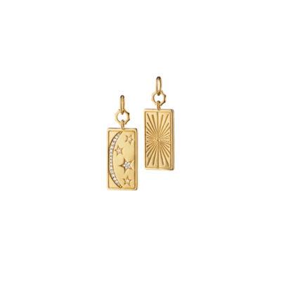 18K Yellow Gold Rectangular My Sun, Moon, and Stars Tag Charm
