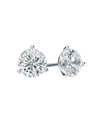 Platinum 3-Prong Martini Stud Earrings
