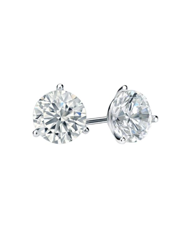 Platinum 3-Prong Martini Stud Earrings