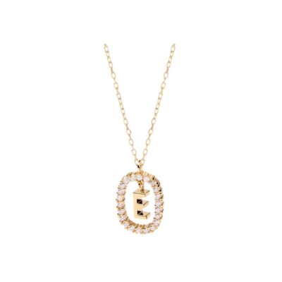 Diamonds and Gold Letter E Necklace