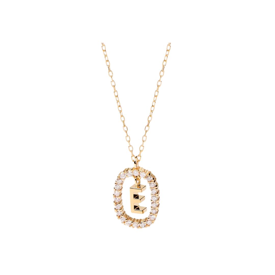 Diamonds and Gold Letter E Necklace