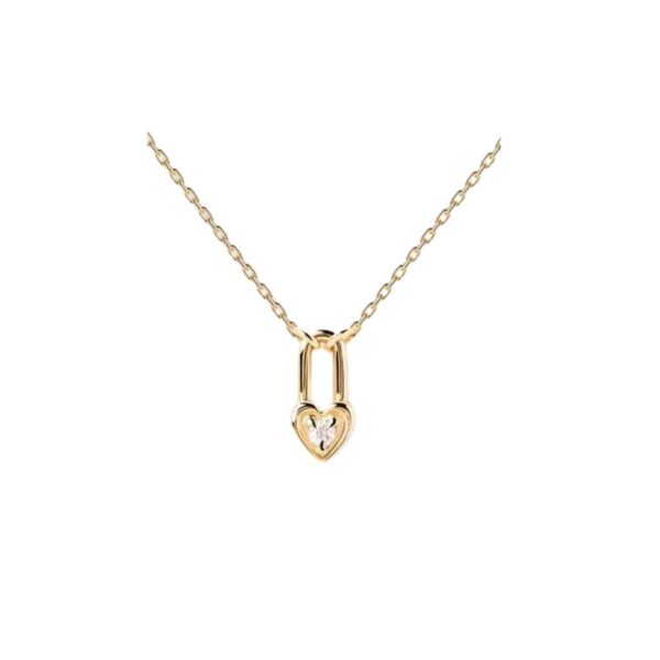 Diamond and Gold Heart Padlock Necklace