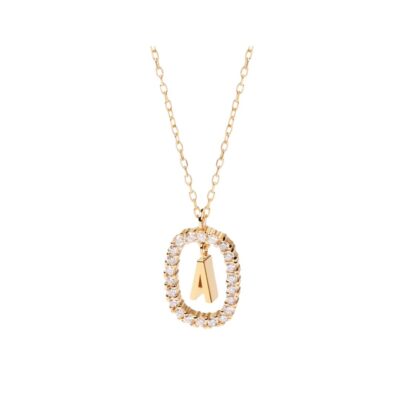 Diamonds and Gold Letter A Necklace