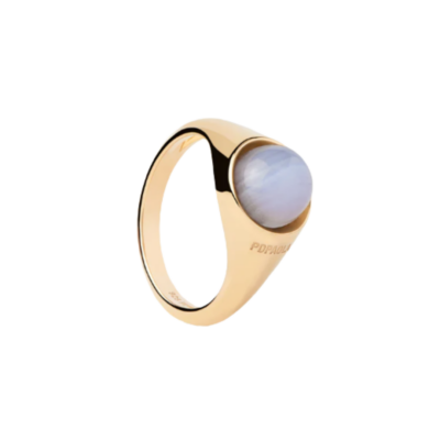 Blue lace agate Moon ring, Size 5.5