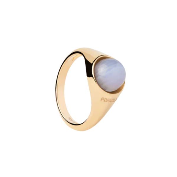 Blue lace agate Moon ring, Size 5.5