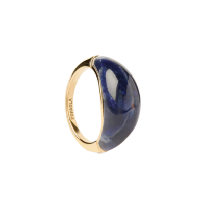 Sodalite Cosmos stamp ring, Size 7.5