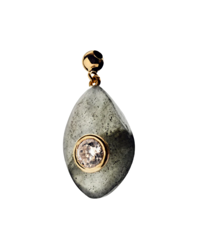 18KYG Plated Sterling Silver Protection Charm with LabradoriteProtection Labradorite charm