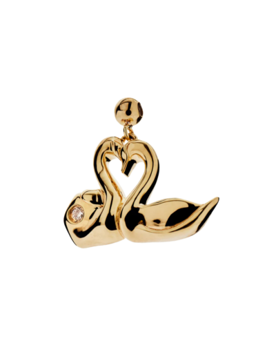 18KYG Plated Sterling Silver Love Swans CharmLove swans charm
