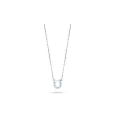 18K WHITE GOLD TINY TREASURES DIAMOND LOVE LETTER “U” NECKLACE