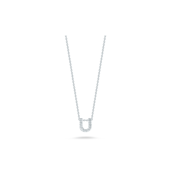 18K WHITE GOLD TINY TREASURES DIAMOND LOVE LETTER “U” NECKLACE