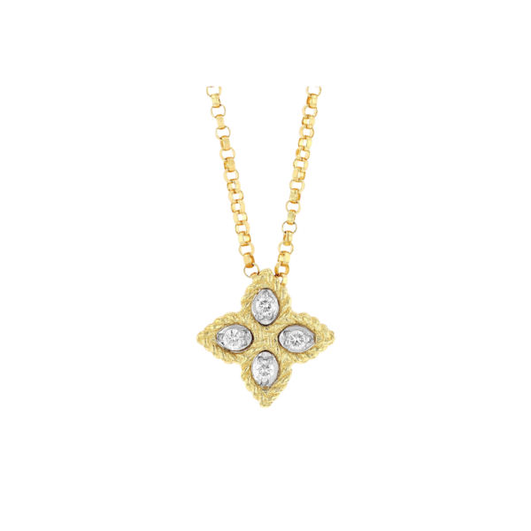 18K GOLD PRINCESS FLOWER SMALL DIAMOND NECKLACE
