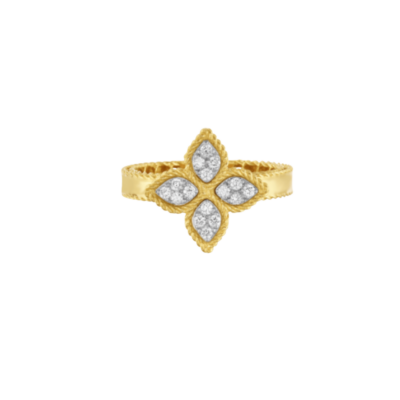 18K YELLOW/WHITE GOLD PRINCESS FLOWER MEDIUM DIAMOND RING
