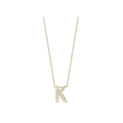 18K YELLOW GOLD TINY TREASURES DIAMOND LOVE LETTER ""K"" NECKLACE