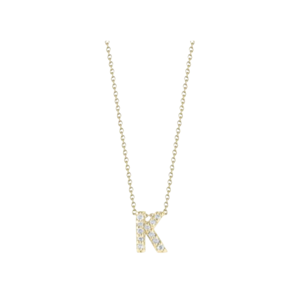 18K YELLOW GOLD TINY TREASURES DIAMOND LOVE LETTER ""K"" NECKLACE