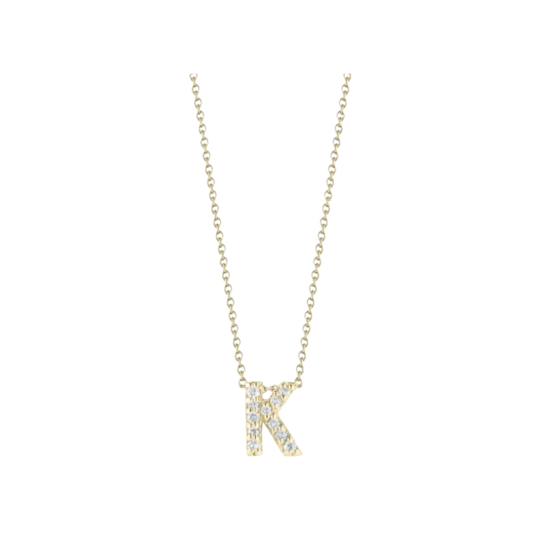18K YELLOW GOLD TINY TREASURES DIAMOND LOVE LETTER ""K"" NECKLACE