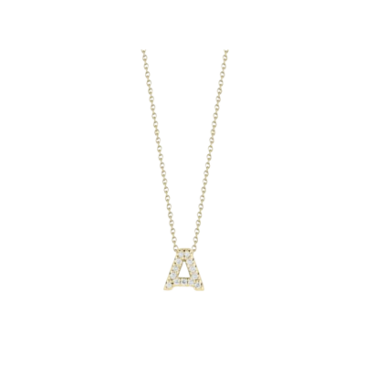 18K YELLOW GOLD TINY TREASURES DIAMOND LOVE LETTER “A” NECKLACE