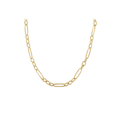 18K Yellow Gold Alt Long & Short Oval Link Chain