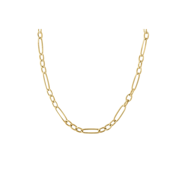 18K Yellow Gold Alt Long & Short Oval Link Chain
