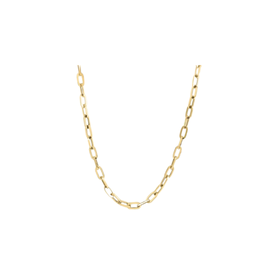 18K YELLOW DESIGNER GOLD HEAVY GAUGE PAPERCLIP LINK 22 INCH CHAIN