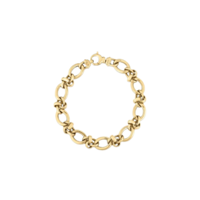 18K YELLOW DESIGNER GOLD ALTERNATING MIXED LINK BRACELET