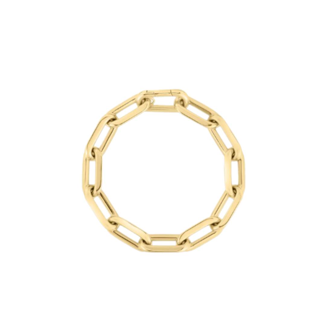 18K YELLOW DESIGNER GOLD THICK PAPERCLIP BRACELET
