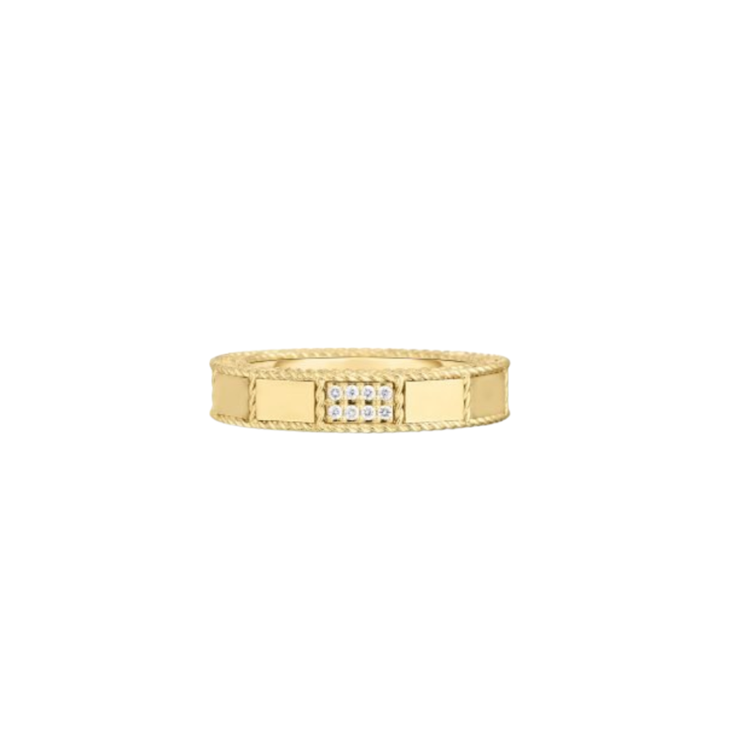 18K YELLOW GOLD MOSAIC DIAMOND ACCENT RING, Size 6.5