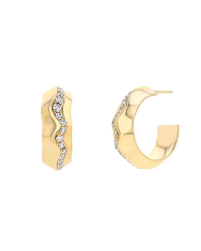 Liquid Gold Hoops with Pave, 18KYG