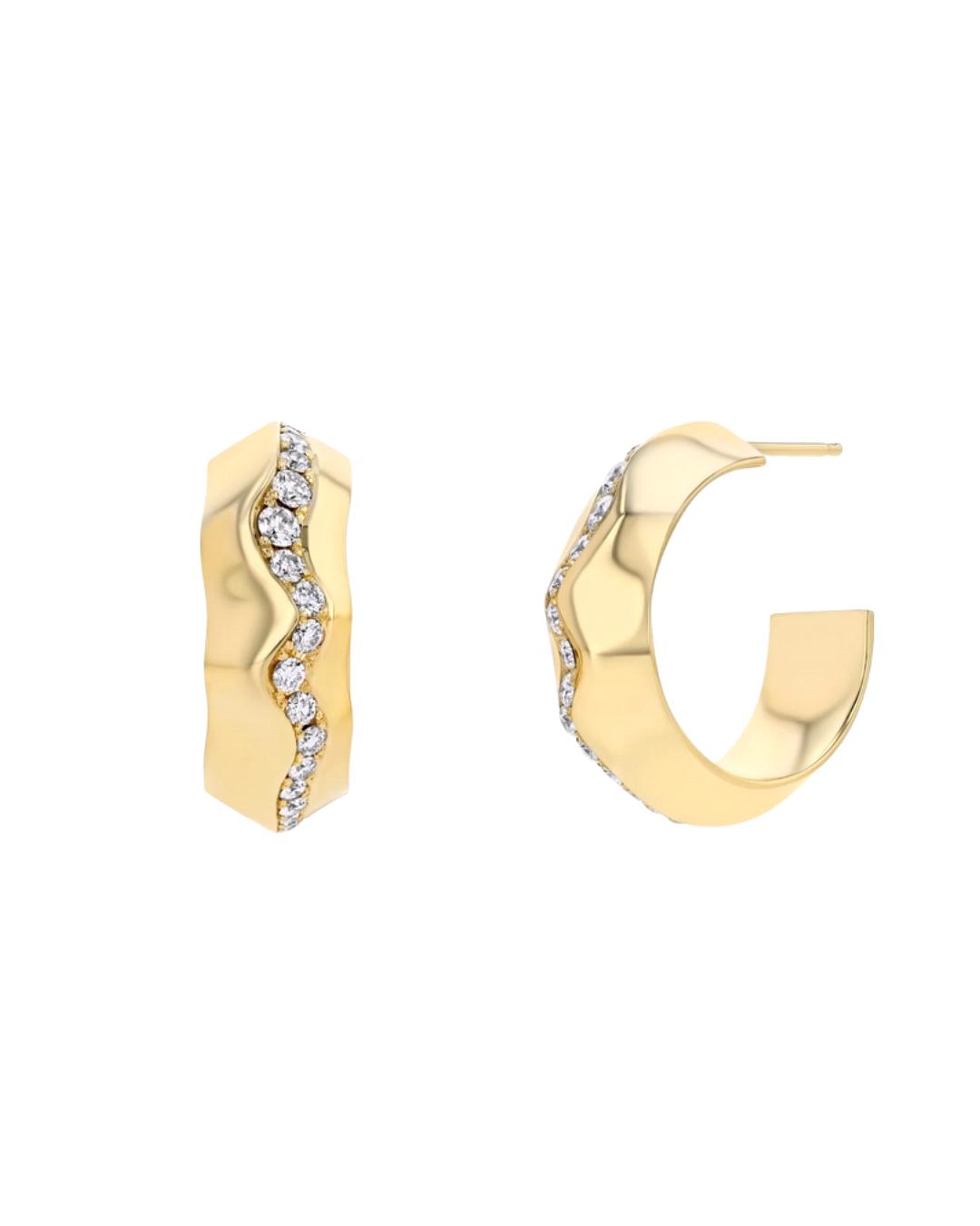 Liquid Gold Hoops with Pave, 18KYG