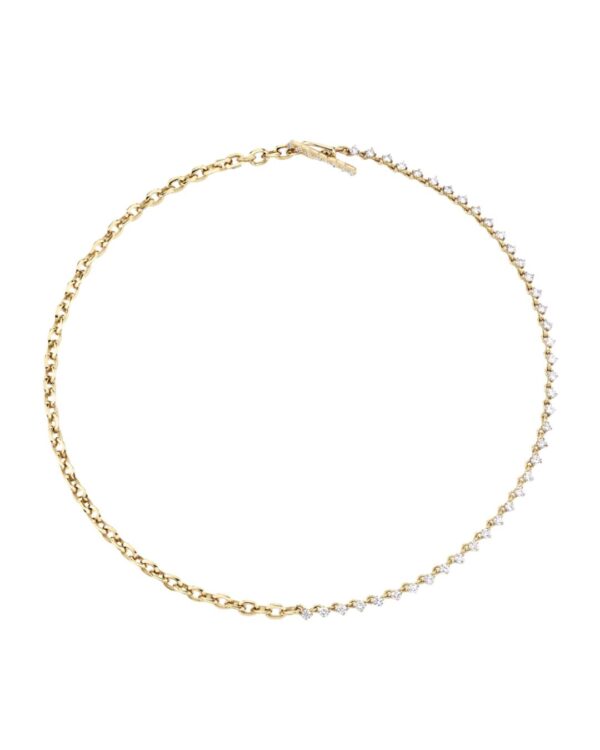 Lizzie Mandler 18K yellow gold XS Link and Eclat diamond tennis necklaceXS Link and Eclat Diamond Tennis Necklace, 18KYG