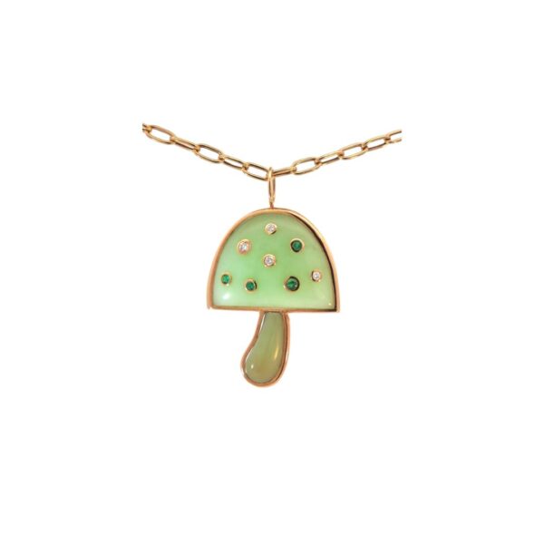 Large Magic Mushroom Pendant with Emerald & Peruvian Opal
