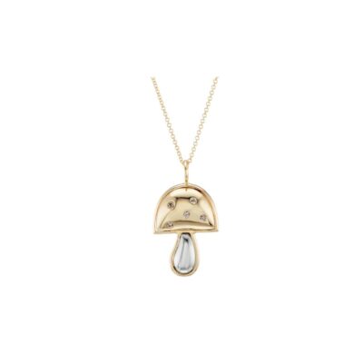 Small Two-Tone Gold Magic Mushroom Pendant with Champagne Diamonds