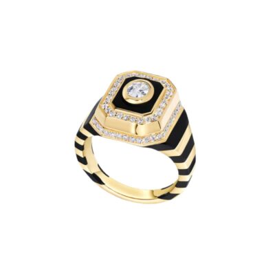 Tsang Jet Black Signet Ring, Size 7