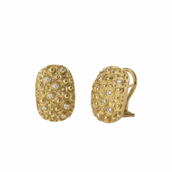 18k gold and diamond oval "Volcano" Earrings