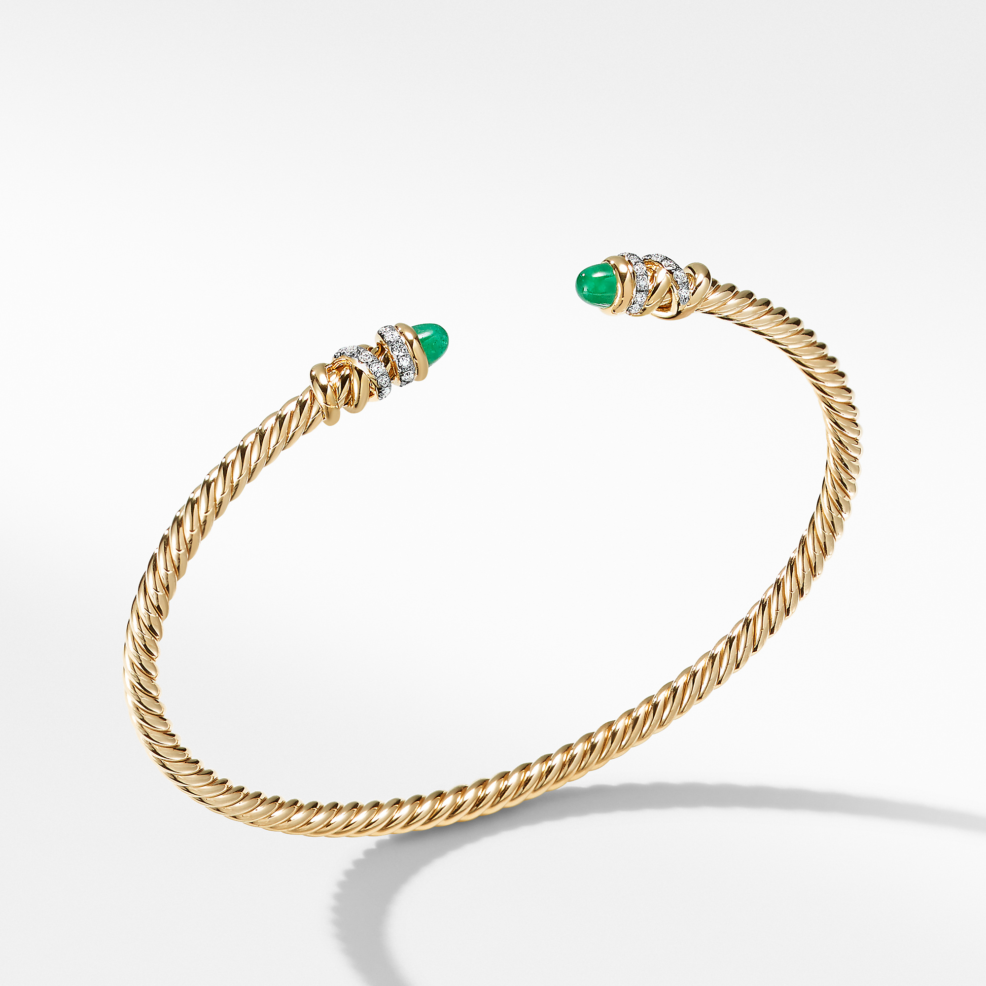 Petite Helena Cablespira Bracelet in 18K Yellow Gold with Emeralds and Diamonds