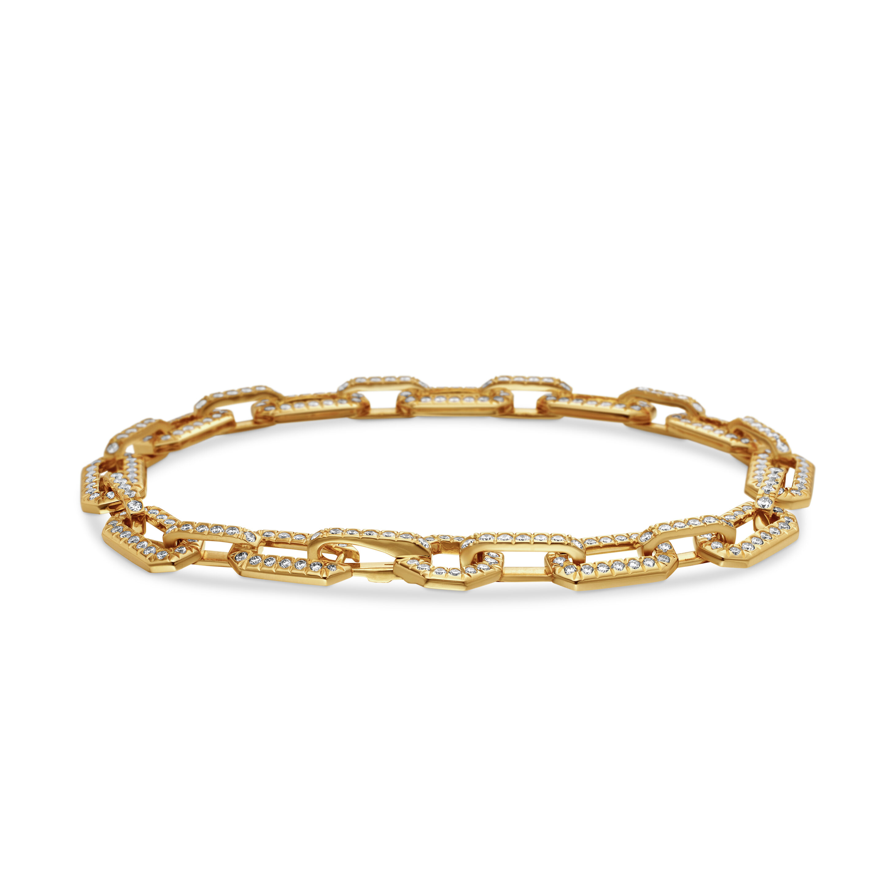 Pavé Chain Bracelet in 18K Yellow Gold with Diamonds