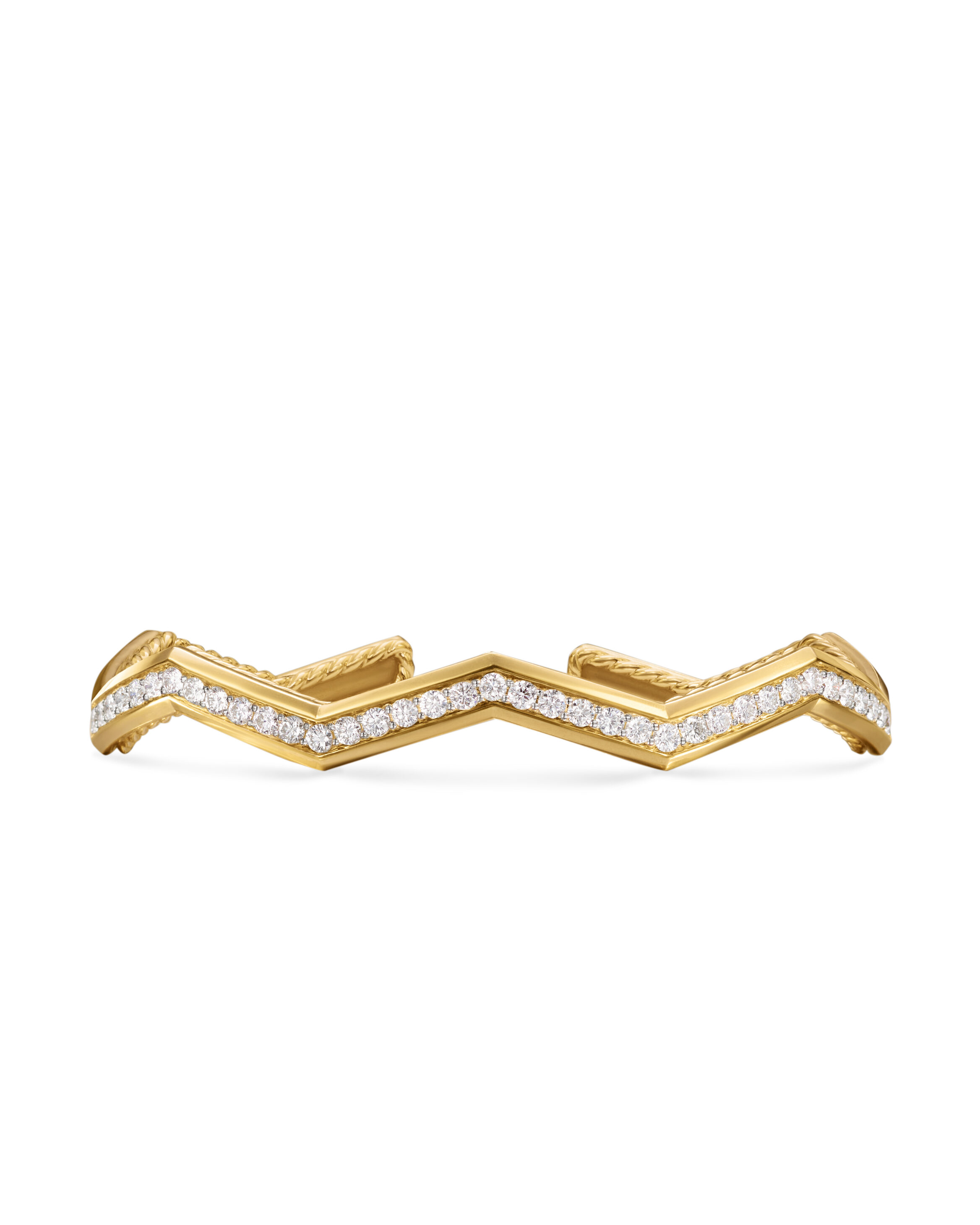 Zig Zag Staxâ„¢ Cuff Bracelet in 18K Yellow Gold with Diamonds