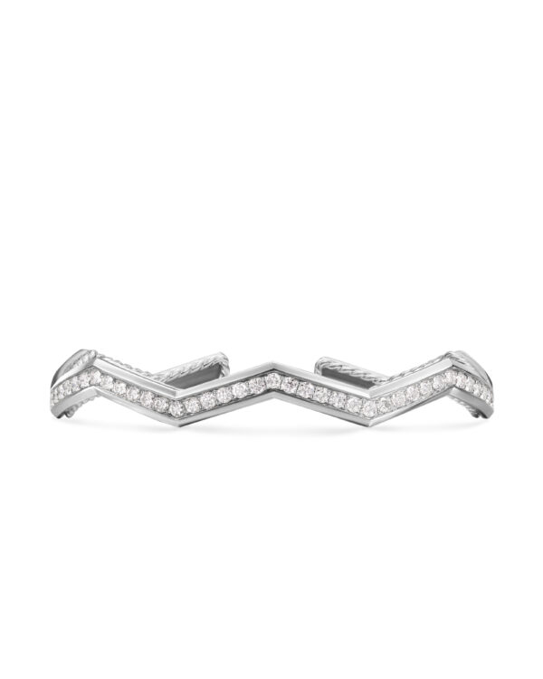 Zig Zag Staxâ„¢ Cuff Bracelet in Sterling Silver with Diamonds, 5mm