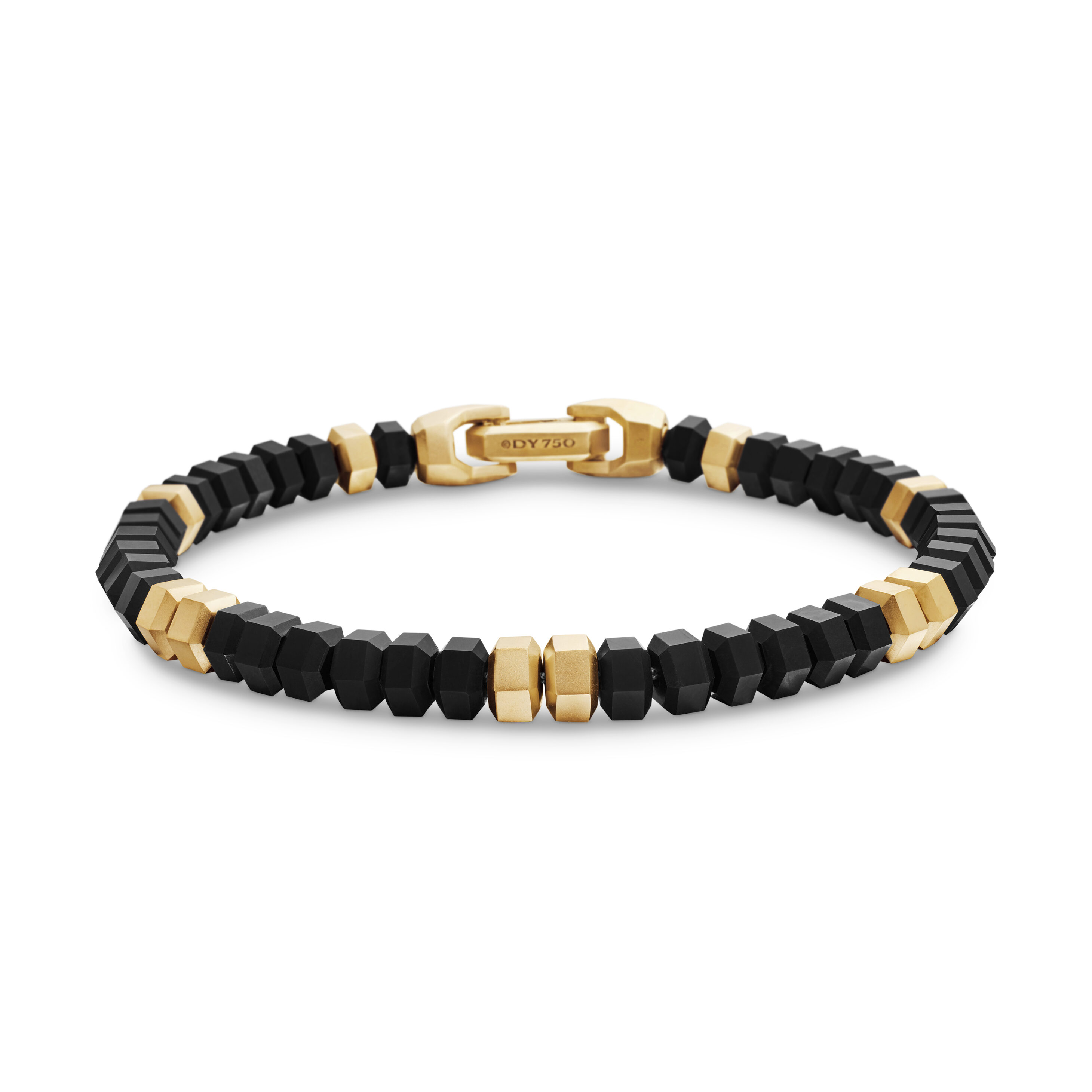 Hex Bead Bracelet with Black Onyx and 18K Yellow Gold