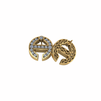 18K Yellow Gold Channel-Set Diamond Earrings
