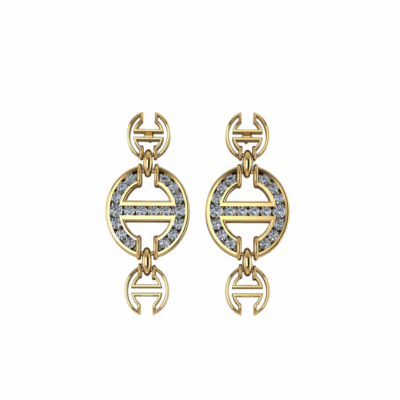 18K Yellow Gold MMV Happiness Channel-Set White Diamond Earrings