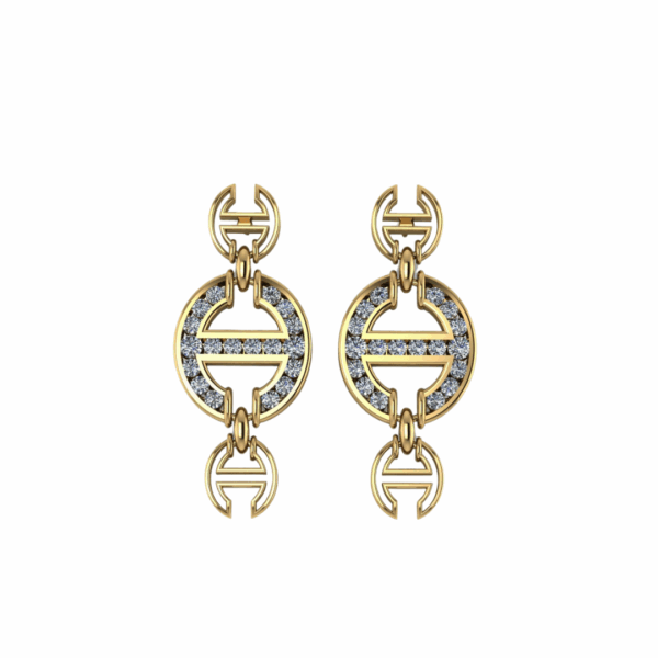 18K Yellow Gold MMV Happiness Channel-Set White Diamond Earrings