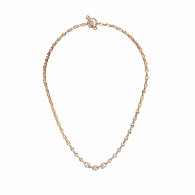 3mm Open Link Necklace with Five Link Pave