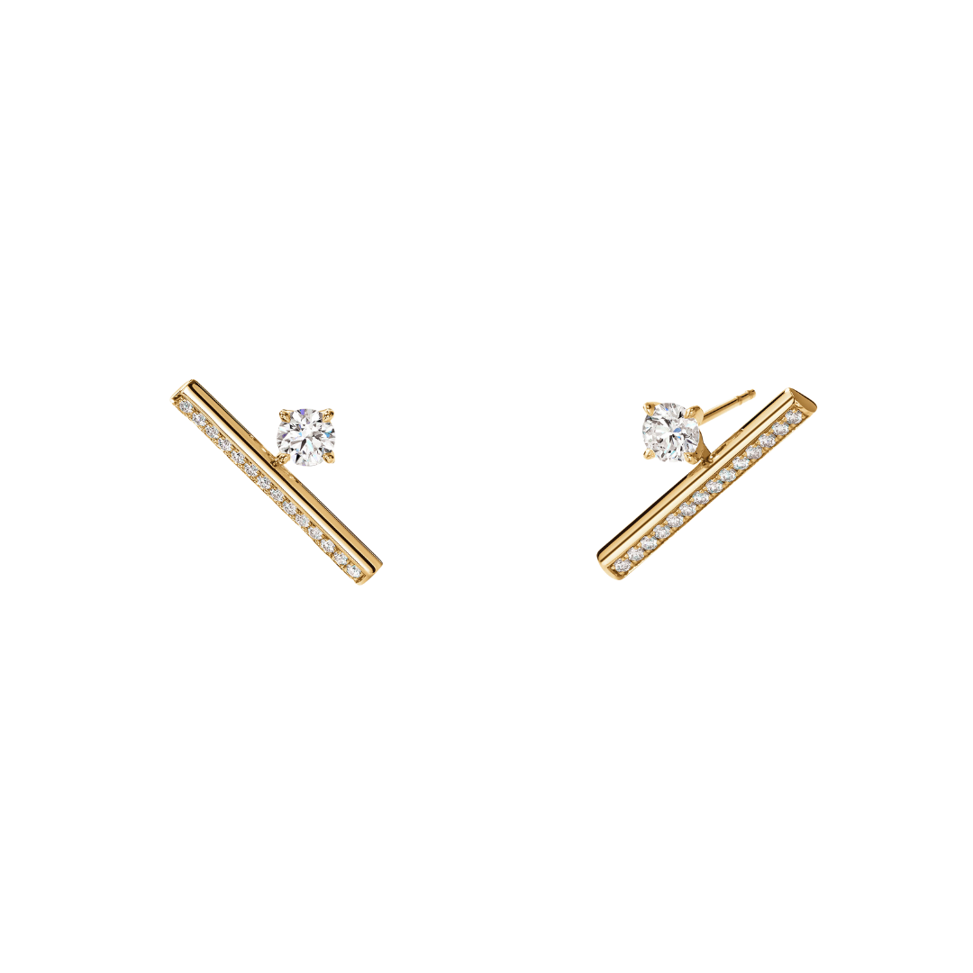 Barre Floating Single Diamond Pavé Climber Earrings