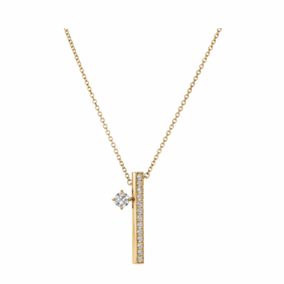 Barre Floating Single Diamond Pavé Pendant Necklace