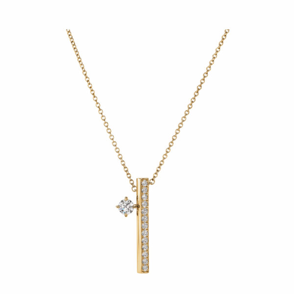 Barre Floating Single Diamond Pavé Pendant Necklace